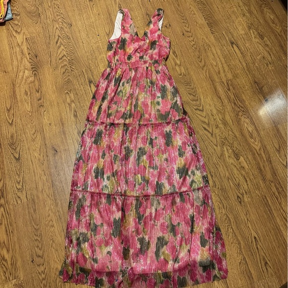 Show Me Your MuMu Pink Tiered Ruffled Maxi Dress sleeveless small lined floral - Picture 8 of 9